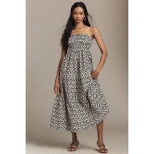 Anthropologie NWT Somerset Strapless Maxi Dress Green Print Size Small